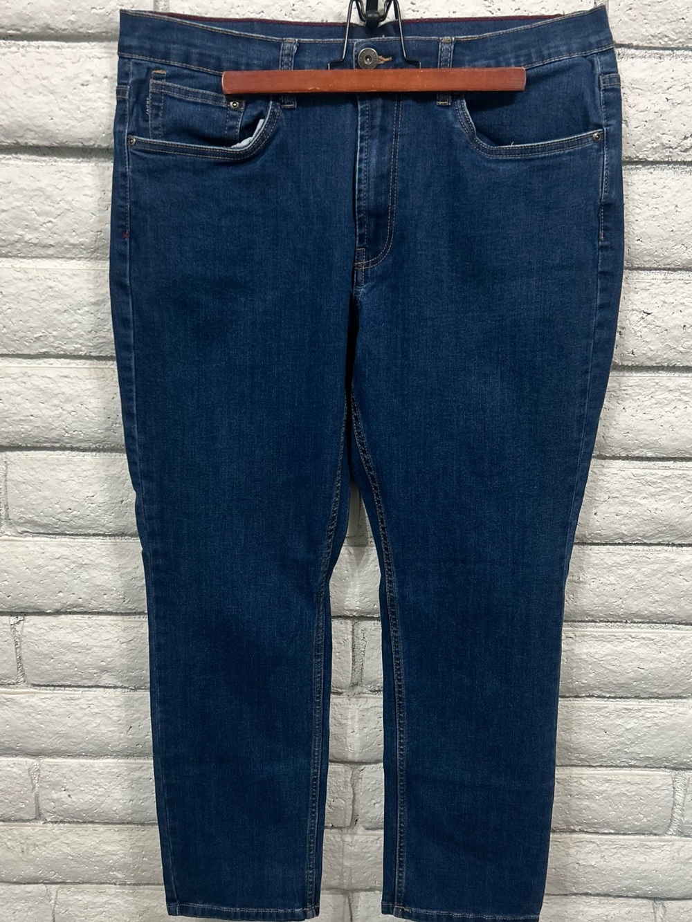 JACHS New York Slim Straight Jeans 36x30 Dark Wash Stretch Denim